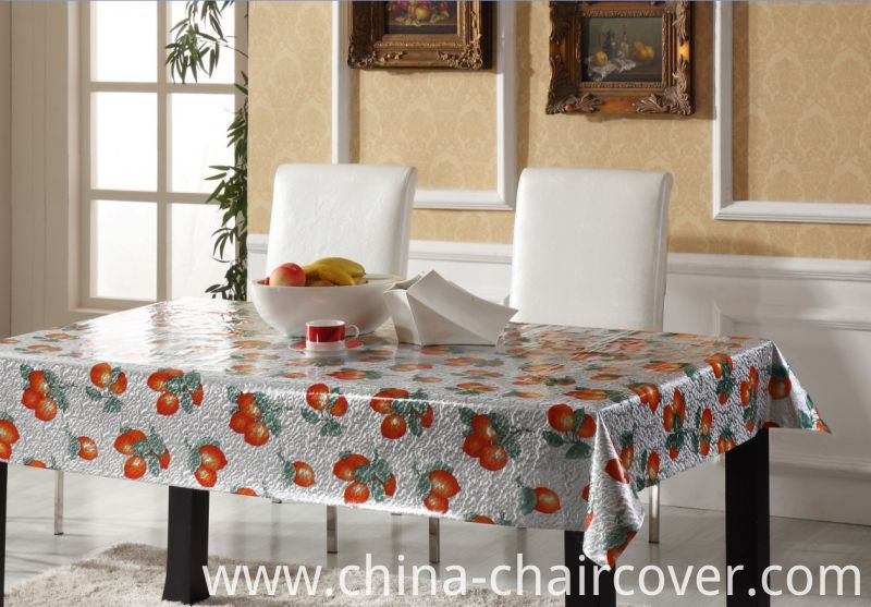 Vinyl Printed Tablecloth with Double Side Embossed Grain